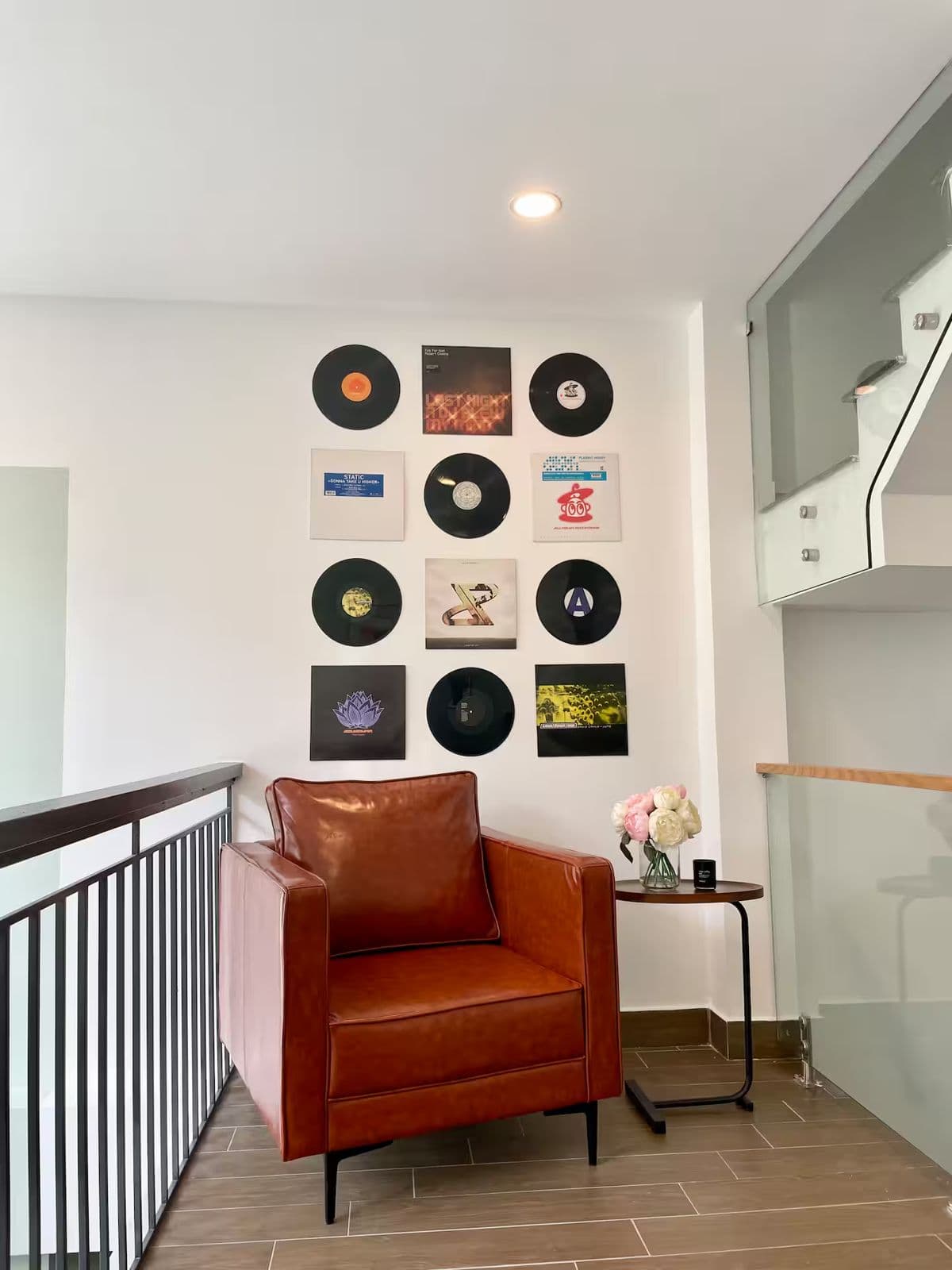 The reading corner by the vinyl wall
